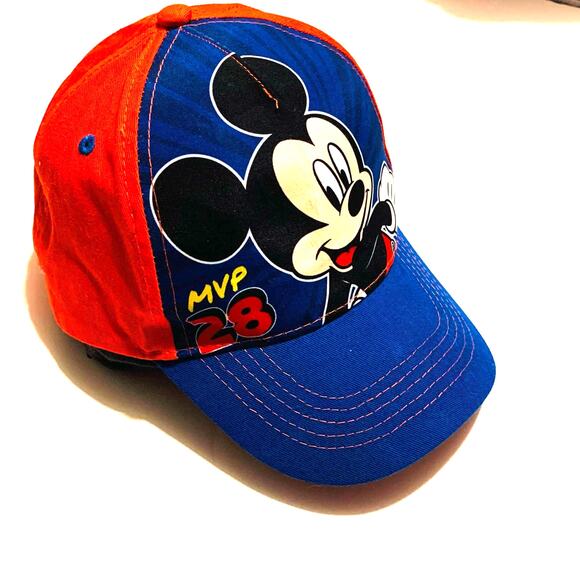 Disney Other - Disney Mickey Mouse MVP 28 Childs Kids Hat Cap Adjustable Strap  Red Blue